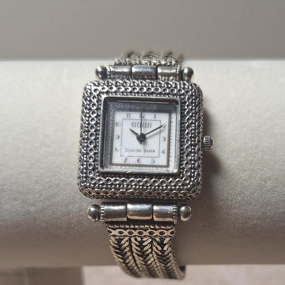 Sterling silver watch adjustable artisan crafted 60 grams needs a battery